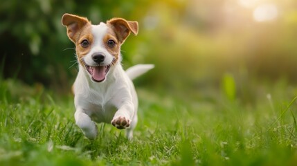 Happy Dog Running in Nature