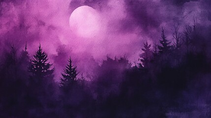 Fototapeta premium Dark forest under moonlight with bare trees, perfect for creating spooky visuals.