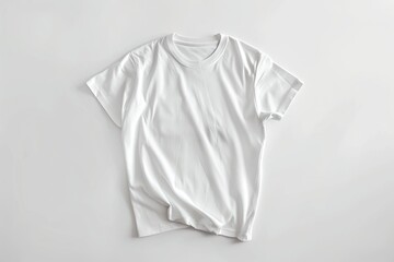 A simple white t-shirt on a clean white background, ideal for use in graphic design, e-commerce, or fashion marketing