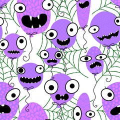 Halloween ghost seamless cartoon balloons pattern for wrapping paper 