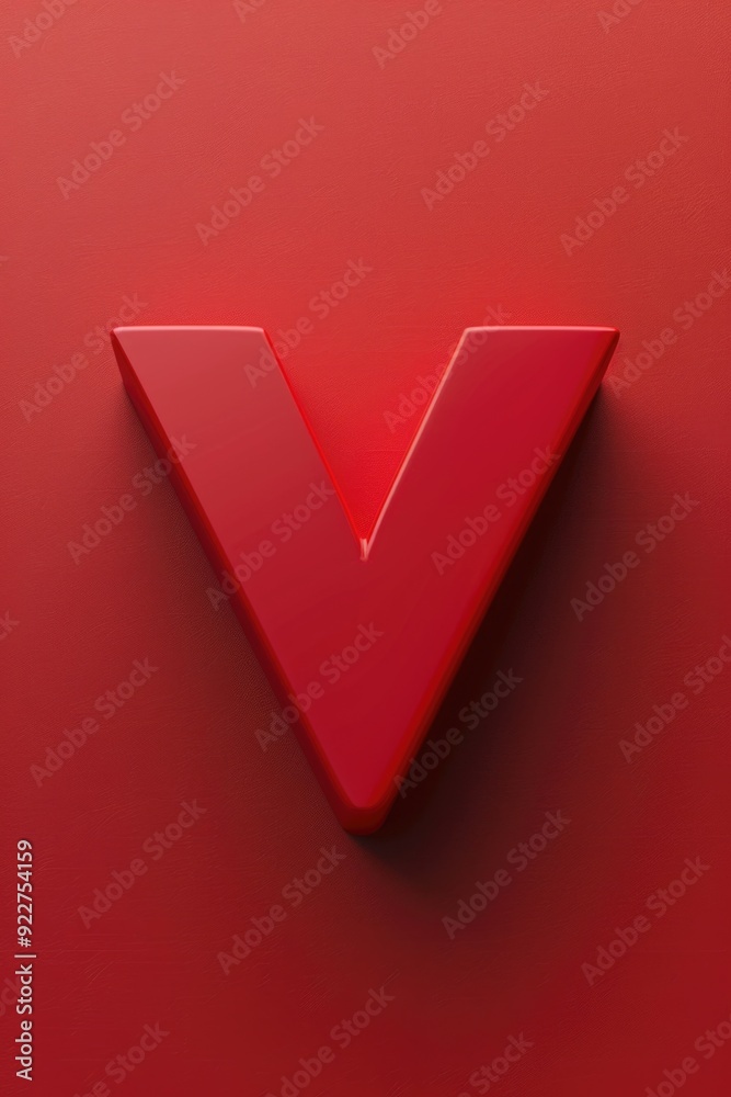 Poster A red v-shaped object on a red background, great for use in marketing materials or as an icon
