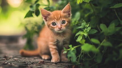Playful Orange Kitten in Nature