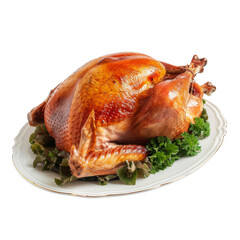 Roasted Turkey with Parsley Garnish on White Plate