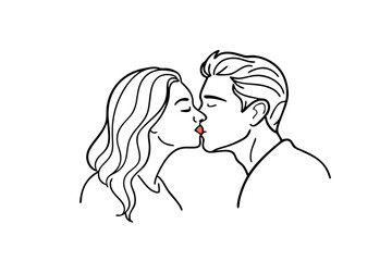 Romantic Couple Kissing Line Art Vector Illustration Elegant and Minimalist Design