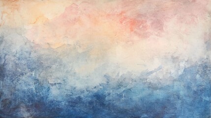 Obraz premium Watercolor texture featuring a gentle blend of pastel blue, pink, and peach tones, creating a soft and dreamy abstract background.