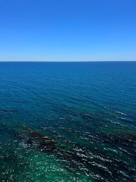 Sea turquoise water and blue sky.