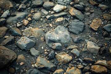 Obraz premium A pile of rocks and gravel on the ground