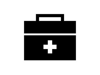 シンプルな十字マーク救急箱アイコンA：黒