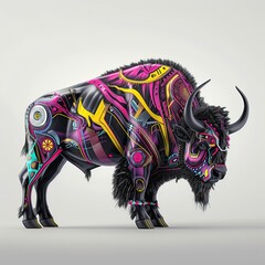Obraz premium Bison Futuristic animal fashion cartoon isolated whitebackground 16:9