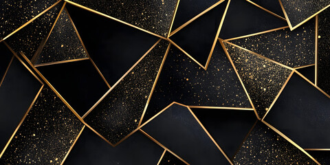 geometric black gold background. luxurious textured background of lines and slabs