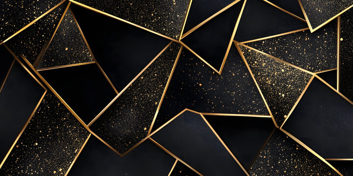 geometric black gold background. luxurious textured background of lines and slabs