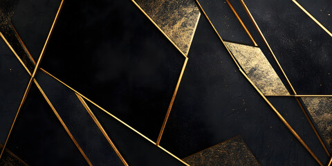 geometric black gold background. luxurious textured background of lines and slabs