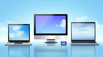 Fototapeta premium Modern Devices Against Sky Background