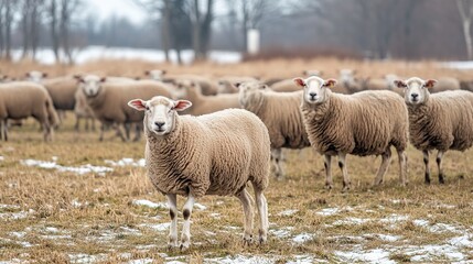 Fototapeta premium Sheep in a Winter Field