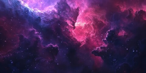Fototapeta premium A mesmerizing cosmic nebula showcasing deep pink and purple hues, perfect for space-themed projects.