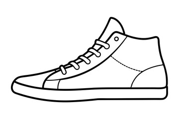 Stylish High-Top Sneaker Line Art Vector Illustration Modern Footwear Design