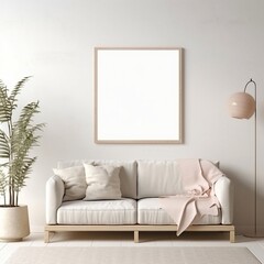 Minimalist Living Room with a White Sofa and Neutral Decor