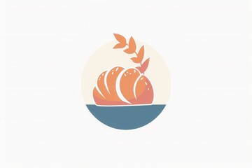French bakery logo icon in beige, showcasing a croissant within a round design..