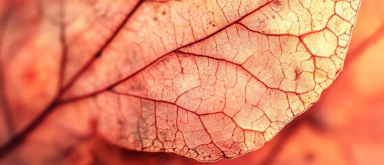 Fototapeta premium Close-up of a Delicate, Red-Veined Leaf
