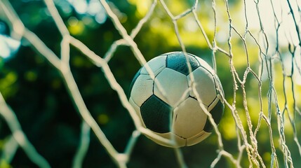 Naklejka premium Soccer Ball in Goal