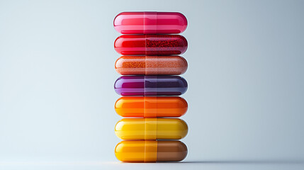 A stacked column chart showing the breakdown of different elements in a nutritional supplement, with each segment in a different color on a white background.