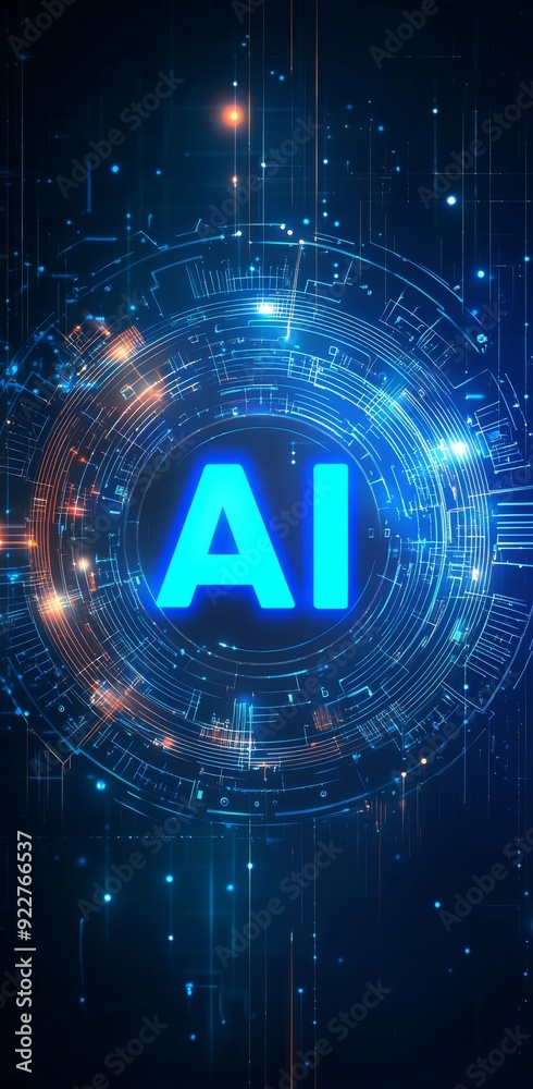 Poster futuristic high-tech artificial intelligence background with digital circuit elements