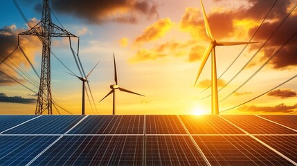 Renewable Energy Landscape at Sunset