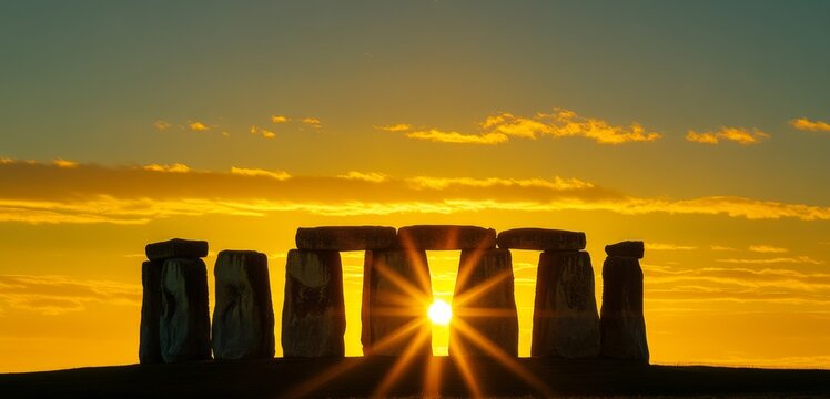 Winter Solstice Sunset Behind Stonehenge, a Timeless Celebration of the Ancient and the Divine,Leisure vacation, travel