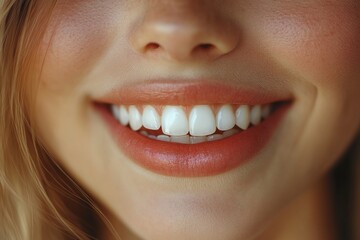 Obraz premium Beautiful smile girl with white teeth. natural skin studio portrait. close up