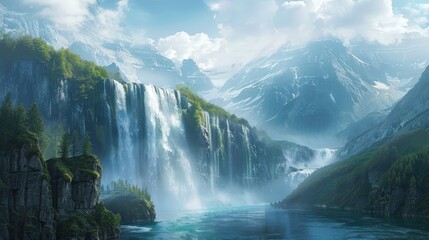 Design an artistic poster with a stunning depiction of a river and impressive canyon walls