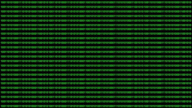 video animation stage matrix of binary code numbers system, on a transparent background with alpha channel set to zero