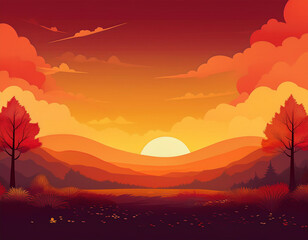 Fototapeta premium Warm Autumn Sunset Gradient Background Deep Red to Golden Yellow Smooth Transition