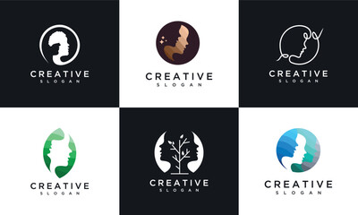 Human Logo template vector collection. set of human head logo icon