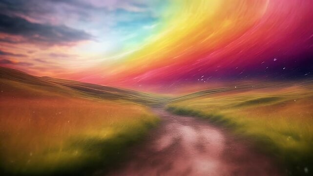 painting Escape landscape subject textures Enlightenment surreal colors arrangement Rainbow imagination art series sunrise Abstract sunset creativity Reality