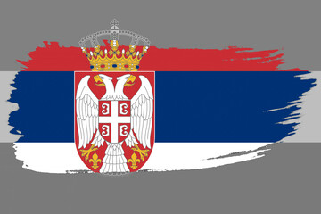 Serbian flag made in textured brush stroke. Serbia flag