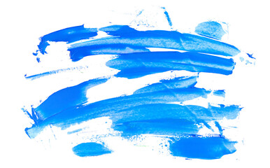 Blue grunge brush strokes oil paint isolated on white background