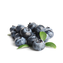Ripe blueberry on white background, closeup