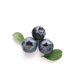 Ripe blueberry on white background, closeup