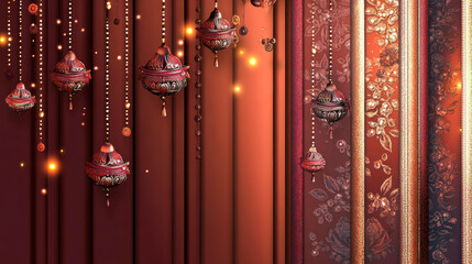 Diwali-Themed Ornamental Background with Intricate Patterns and Warm Lighting