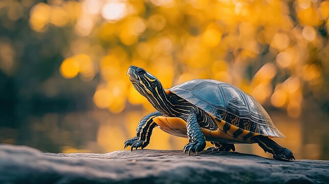 Turtle isolated on abstract background