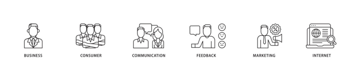 B2C icon sett lineal illustration concept with icon of  business, consumer, communications, feedback, marketing, and internet  icon live stroke and easy to edit 