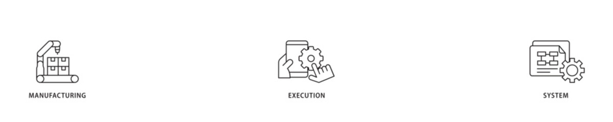Mes icon sett lineal illustration concept with icon of factory, service, automation, operation, production, distribution, management, structure, and analysis icon live stroke and easy to edit 