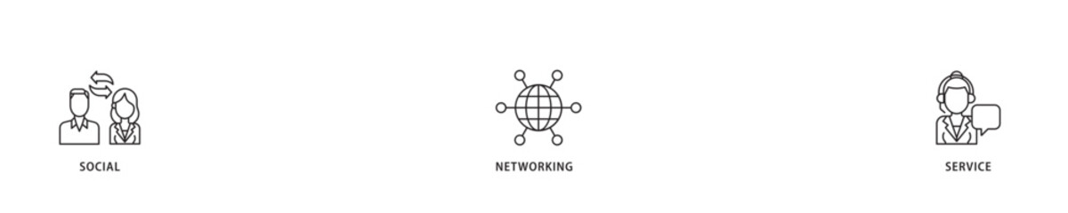 SNS icon sett lineal illustration concept with icon of communication, chat, community, internet, and user icon live stroke and easy to edit 