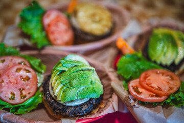 Avocado and pineapple burgers, Kua Aina Sandwich Shop, North Shore, Haleiwa town, Oahu Hawaii