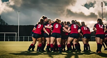 Women in the women's rugby team.