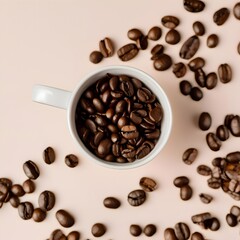 Obraz premium Stylish Coffee Beans Modern Minimalistic Art - Perfect for Cafes, Coffee Shops, Restaurants, Kitchens, and Home Decor