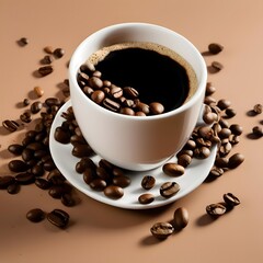Obraz premium Stylish Coffee Beans Modern Minimalistic Art - Perfect for Cafes, Coffee Shops, Restaurants, Kitchens, and Home Decor