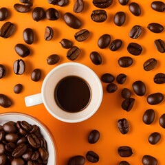 Obraz premium Stylish Coffee Beans Modern Minimalistic Art - Perfect for Cafes, Coffee Shops, Restaurants, Kitchens, and Home Decor