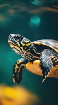 Turtle isolated on colorful background