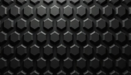 Close-up of a black hexagonal textured surface creating a geometric pattern.